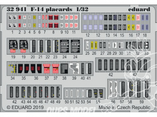 Eduard photodécoupe avion 32941 F-14 Placards Tamiya 1/32