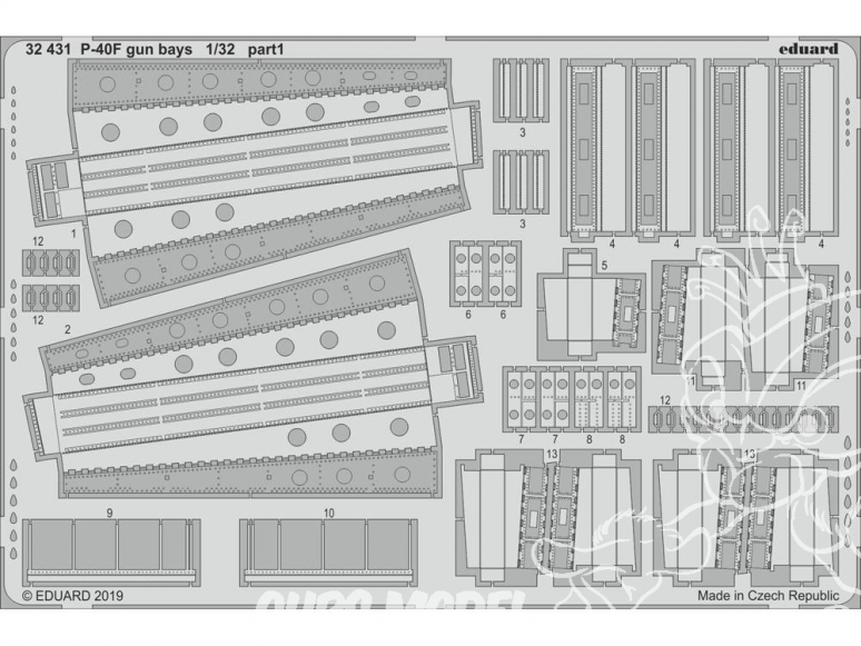 Eduard photodécoupe avion 32431 Gun Bays P-40F Trumpeter 1/32