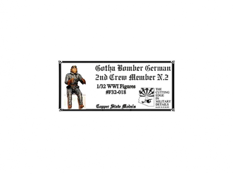 Copper State Models personel F32-018 Gotha Bomber Allemand 2ème membre de l'équipage N.2 1/32