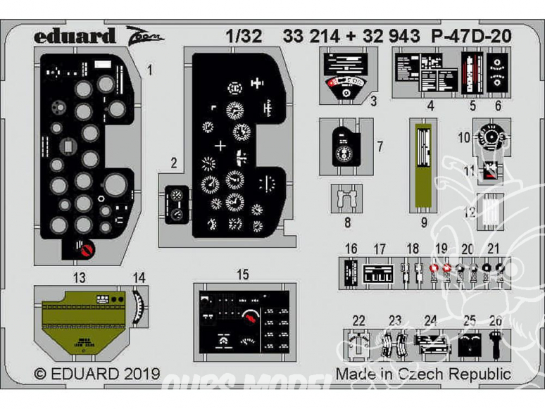 Eduard photodécoupe avion 32943 Intérieur P-47D-20 Trumpeter 1/32