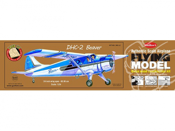 Maquette Guillow&39s avion bois 305 DHC-2 BEAVER 1/24