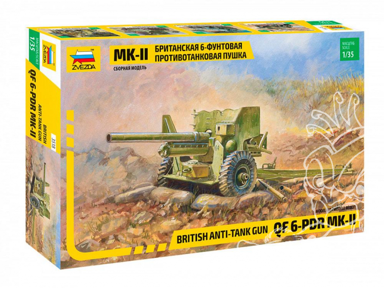 Zvezda maquette militaire 3518 Canon anti-char britannique Mk-II de 6 livres édition limitée 1/35