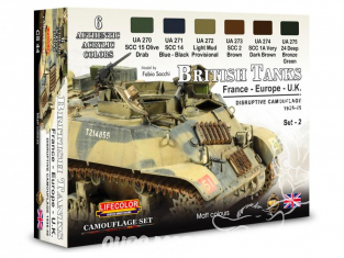 Lifecolor set de peintures cs44 Couleurs acryliques Lifecolor pour les chars britanniques de la seconde guerre mondiale