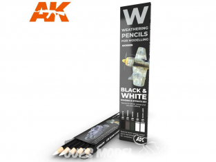 Ak interactive AK10039 Set de Crayons acryliques de vieillissement Noir et Blanc - Set Ombres et effets