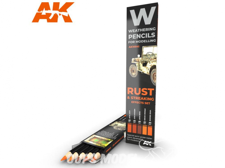 Ak interactive AK10041 Set de Crayons acryliques de vieillissement Rouille et rayures - Set Effets