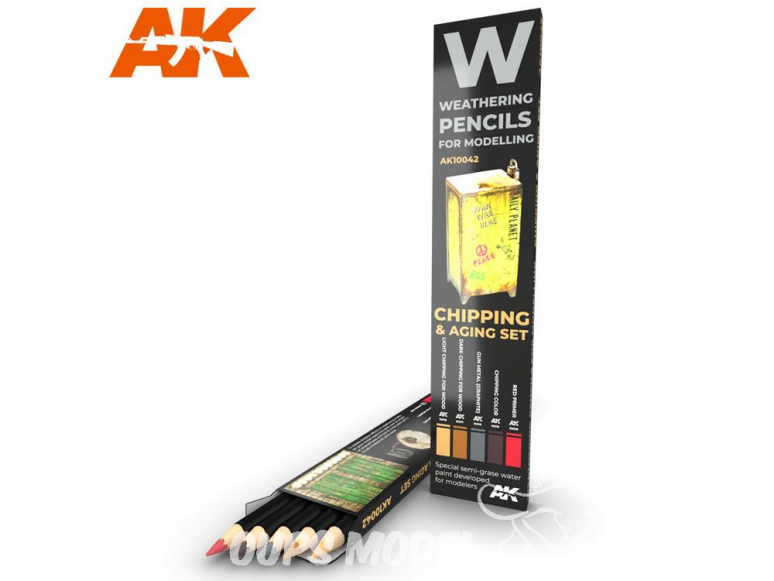 Ak interactive AK10042 Set de Crayons acryliques de vieillissement Ecaillage et Vieillissement