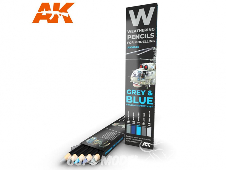 Ak interactive AK10043 Set de Crayons acryliques de vieillissement Gris et Bleu - Set Ombres et effets