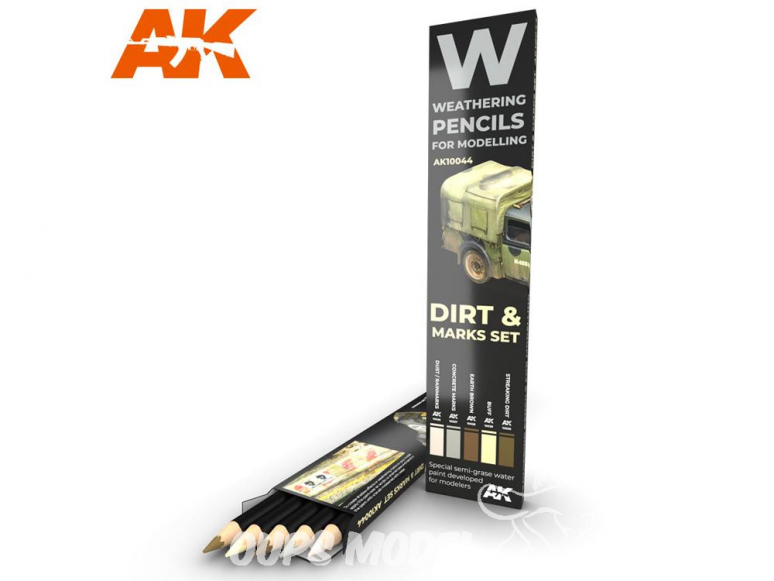 Ak interactive AK10044 Set de Crayons acryliques de vieillissement Saleté et marques