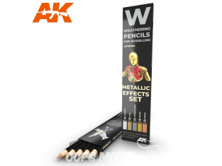 Ak interactive AK10046 Set de Crayons acryliques de vieillissement Effets métaliques