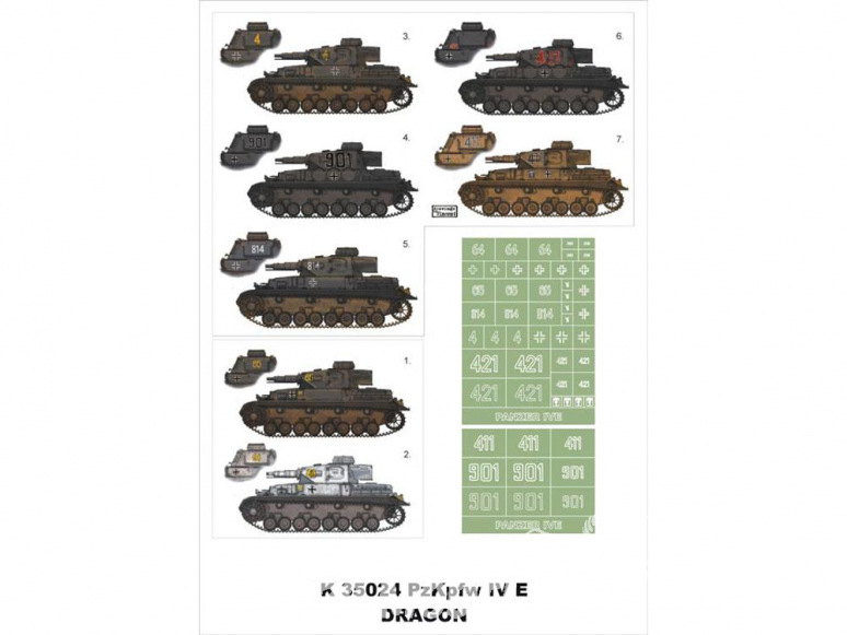 Montex Super Mask K35024 PzKpfw IV Ausf.E 3 en 1 Early - Late & DAK Version Dragon 1/35