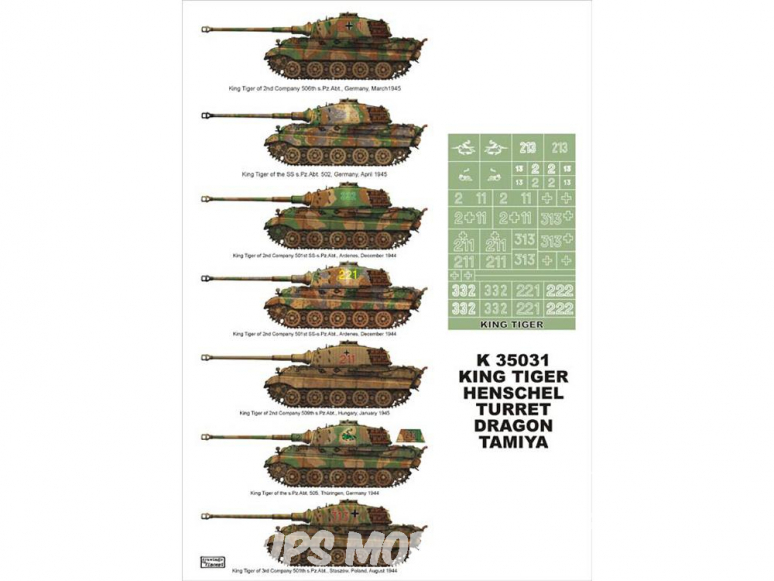 Montex Super Mask K35031 King Tiger tourelle Henschel Tamiya - Dragon 1/35