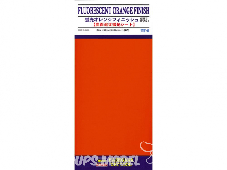 HASEGAWA TF6 PLAQUE FINITION Adhésive Orange fluorescent 90x200mm