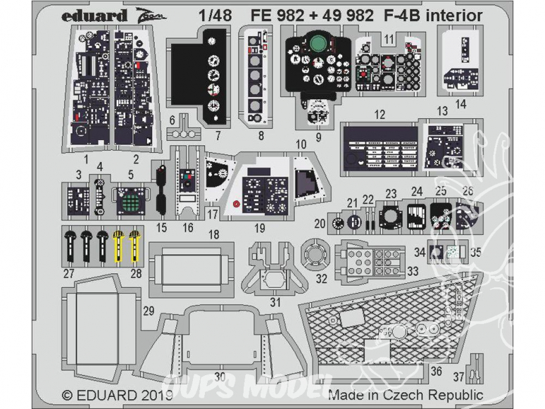 EDUARD photodecoupe avion FE982 Zoom Intérieur F-4B Academy 1/48