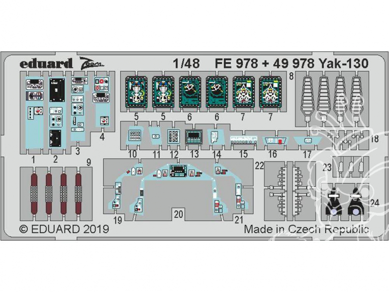 EDUARD photodecoupe avion FE978 Zoom Amélioration YAK-130 Zvezda 1/48