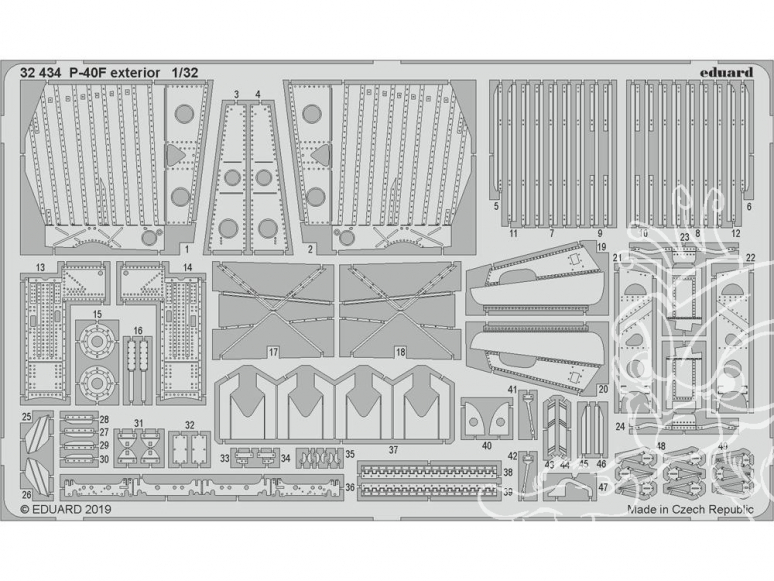 Eduard photodécoupe avion 32434 Extérieur P-40F Trumpeter 1/32