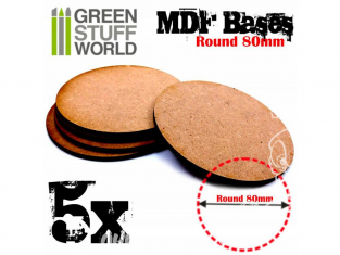 Green Stuff 503395 Socles Ronde 80 mm en MDF bois