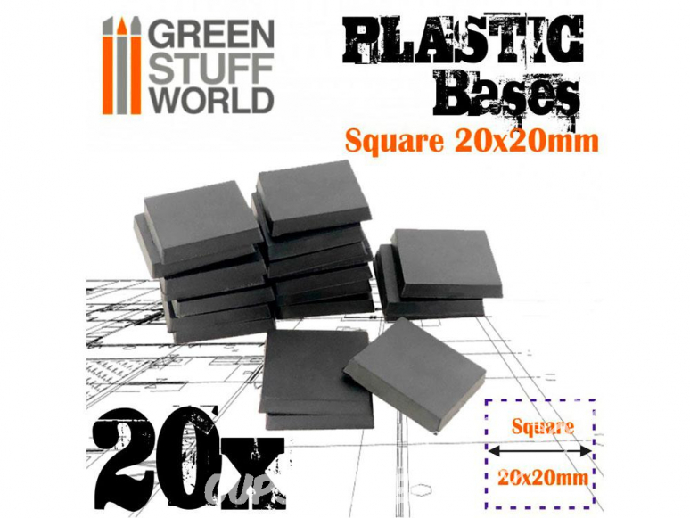 Green Stuff 503296 Socles CARRÉS 20x20 mm en Plastique