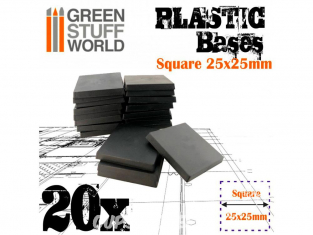 Green Stuff 503302 Socles CARRÉS 25x25 mm en Plastique