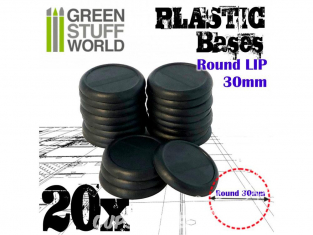 Green Stuff 503265 Socles de Plastique Ronds 30mm Bords Arrondis