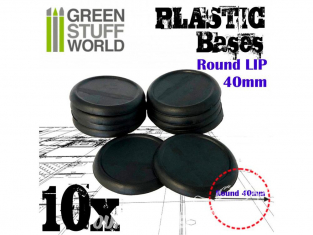 Green Stuff 503272 Socles de Plastique Ronds 40mm Bords Arrondis