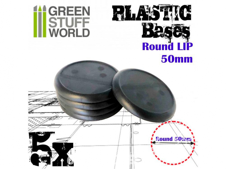 Green Stuff 503289 Socles de Plastique Ronds 50mm Bords Arrondis