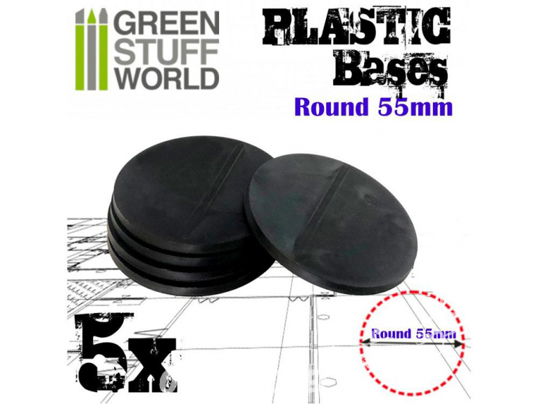 Green Stuff 503241 Socles Plastiques ROND 55 mm Noir