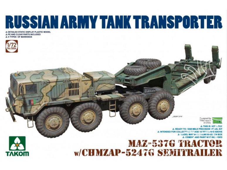 Takom maquette militaire 5004 TRACTEUR RUSSE MAZ-537G avec REMORQUE CHMZAP-5247G 2005 1/72