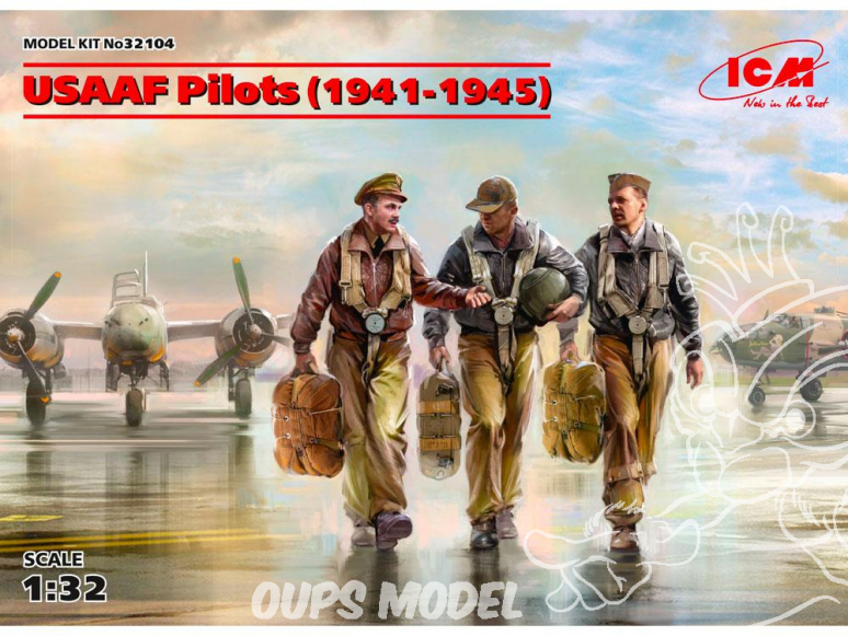 Icm maquette figurines 32104 USAAF Pilotes (1941-1945) 3 personnages (100% de nouveaux moules) 1/32