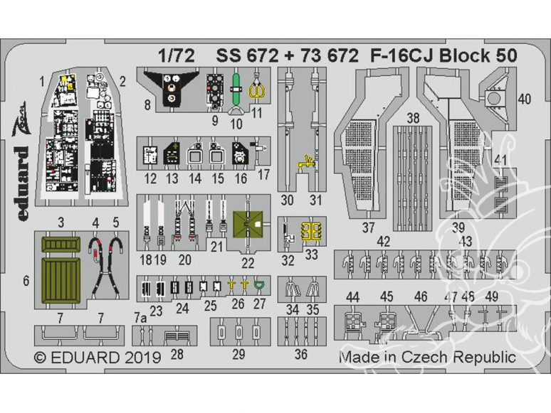 Eduard photodecoupe avion 73672 Amélioration F-16CJ Block 50 Tamiya 1/72