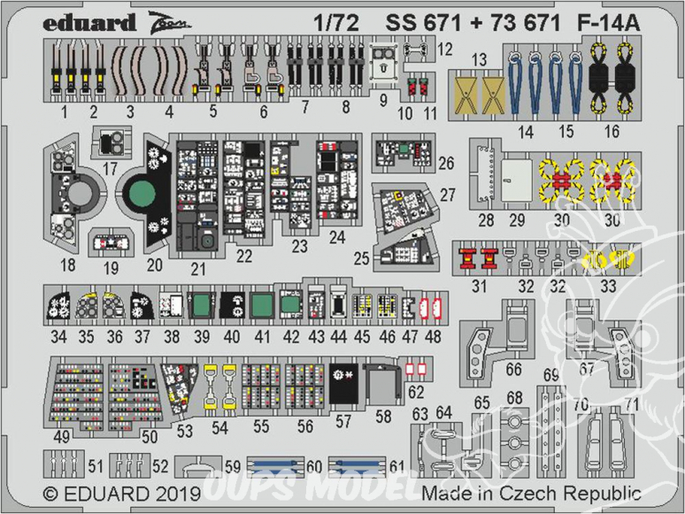 Eduard photodecoupe avion 73671 Intérieur F-14A Hobby Boss 1/72