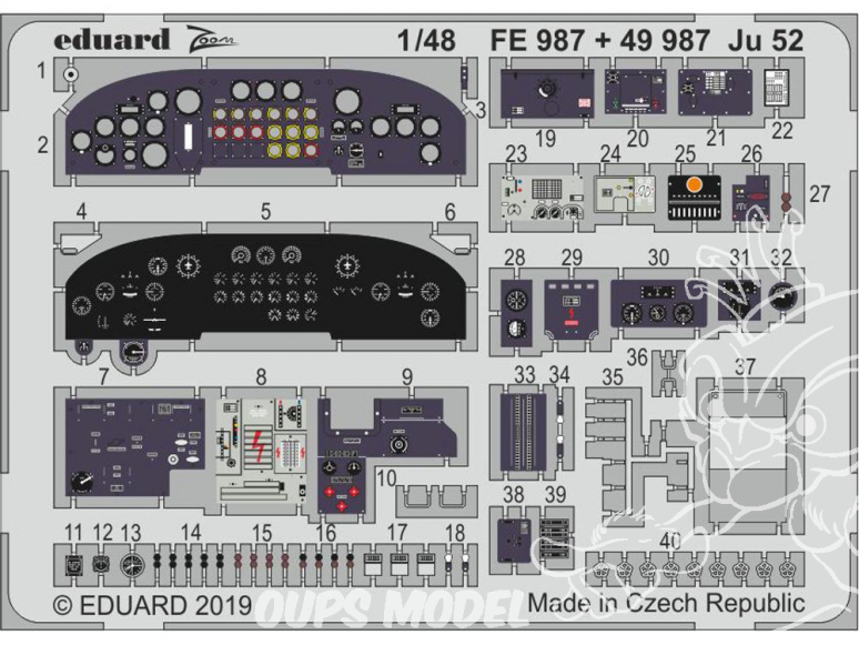 EDUARD photodecoupe avion FE987 Zoom Amélioration Junkers Ju 52 Revell 1/48