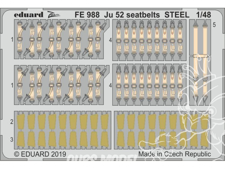 EDUARD photodecoupe avion FE988 Harnais métal Junkers Ju 52 Revell 1/48