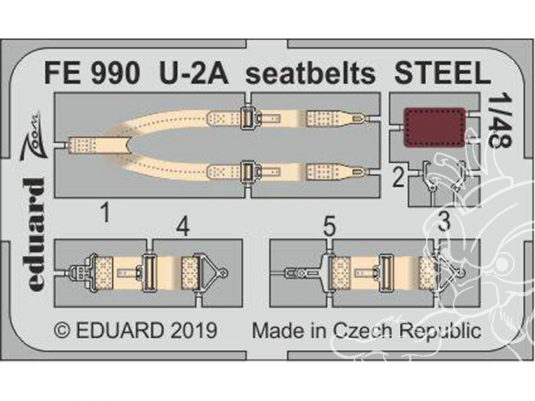 EDUARD photodecoupe avion FE990 Harnais métal U-2A Afv Club 1/48