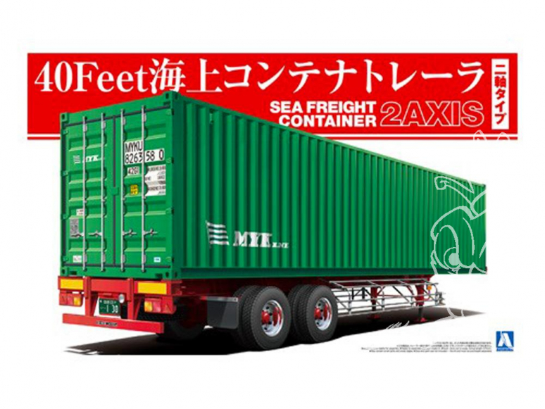 Aoshima maquette camion 52907 Remorque Container 40 Pieds Sea Freight Container (2 Axis) 1/32