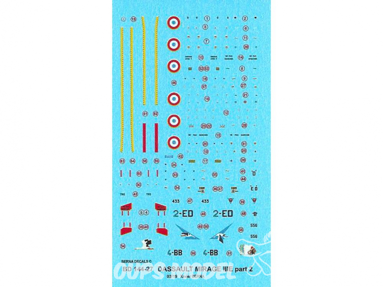 DECALQUES BERNA DECALS BD144-27 Dassault Mirage IIIE part 2 1/144