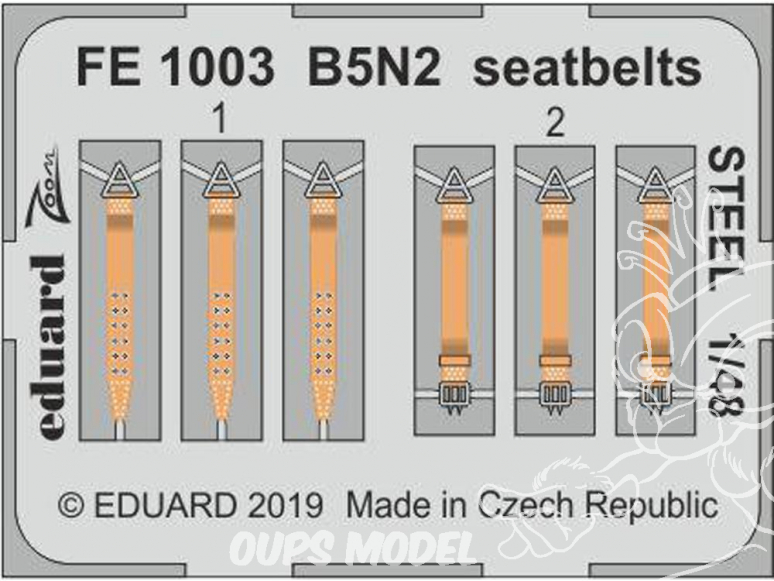 EDUARD photodecoupe avion FE1003 Harnais métal B5N2 Hasegawa 1/48