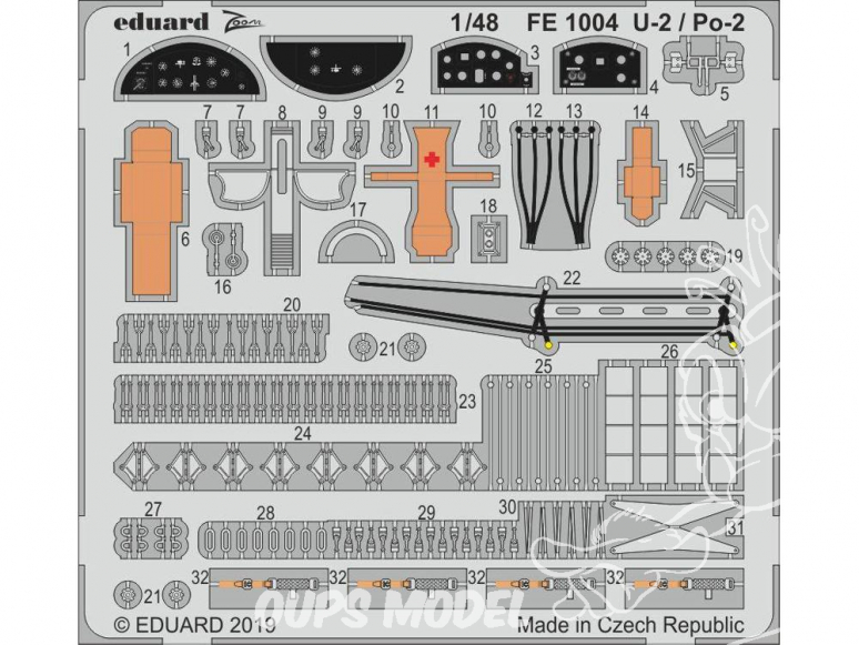 EDUARD photodecoupe avion FE1004 Zoom U-2 / Po-2 Icm 1/48