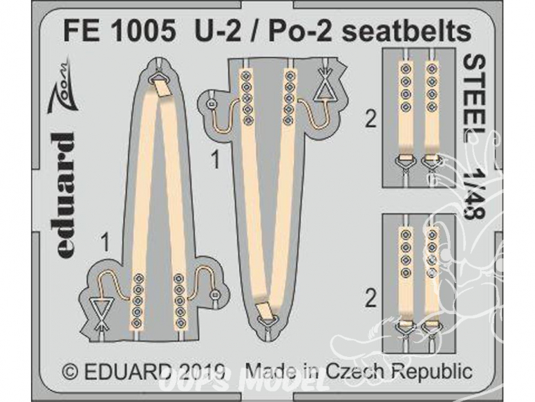EDUARD photodecoupe avion FE1005 Harnais métal U-2 / Po-2 Icm 1/48