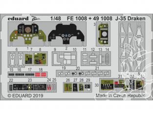 EDUARD photodecoupe avion 491008 Intérieur J-35 Draken Hasegawa 1/48