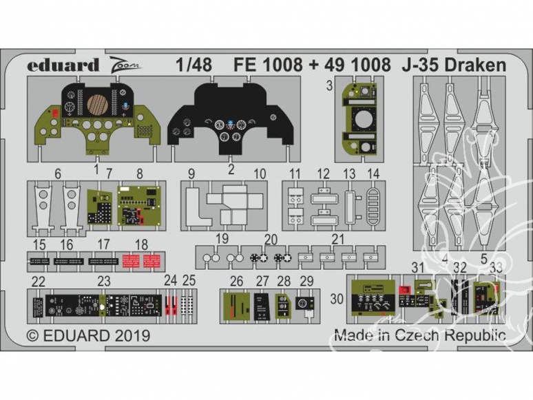 EDUARD photodecoupe avion 491008 Intérieur J-35 Draken Hasegawa 1/48