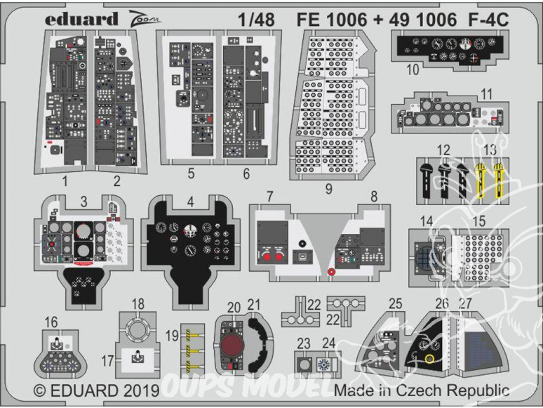 EDUARD photodecoupe avion 491006 Intérieur F-4C Academy 1/48