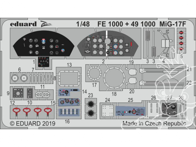 EDUARD photodecoupe avion FE1000 Zoom Amélioration MiG-17F Hobby Boss 1/48