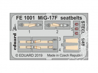 EDUARD photodecoupe avion FE1001 Harnais métal MiG-17F Hobby Boss 1/48