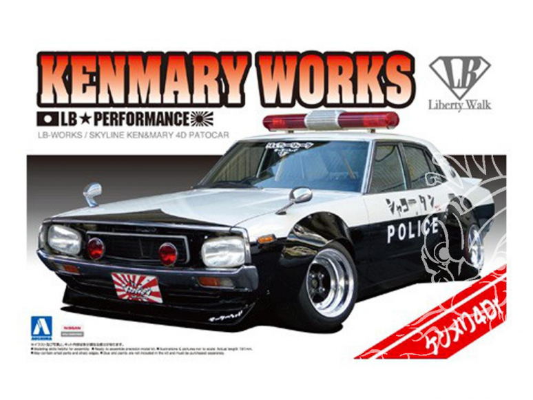 Aoshima maquette voiture 10686 LB Works KEN MARY 4Dr Skyline Police Voiture patrouille - Liberty Walk 1/24