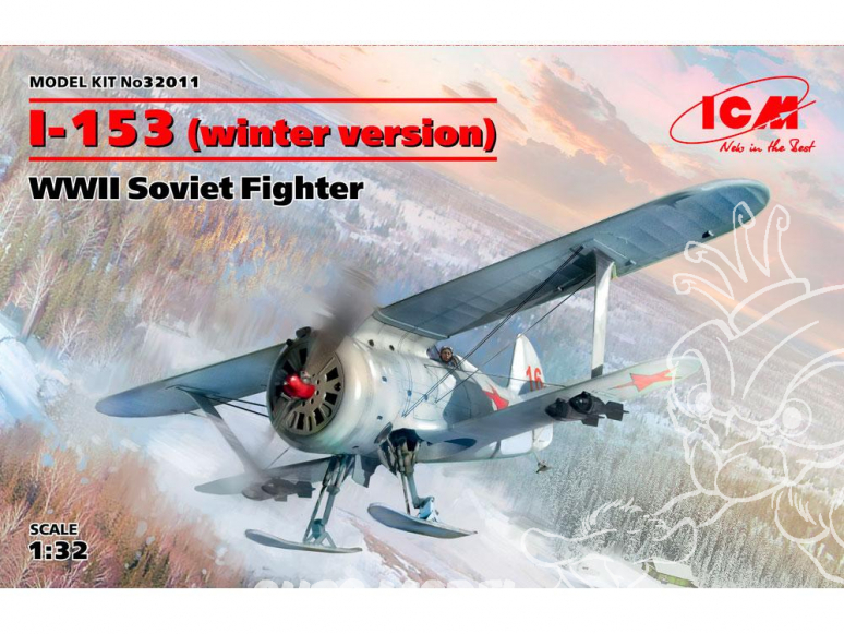 Icm maquette avion 32011 I-153 (version d'hiver), chasseur soviétique de la seconde guerre mondiale 1/32