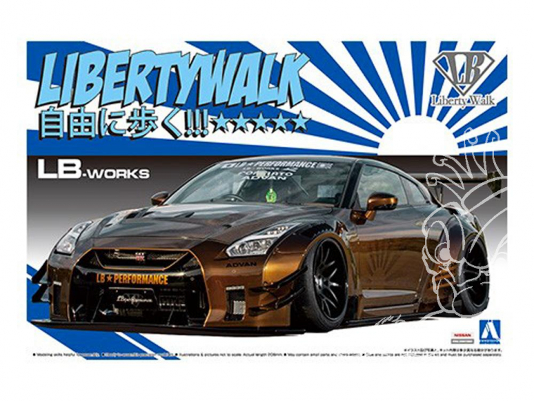 Aoshima maquette voiture 55915 Nissan GT-R R35 Type 2 Ver.1 LB Works Liberty Walk 1/24