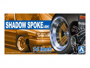 Aoshima maquette voiture 53225 Jantes Shadow Spoke 4H 14" et pneus 1/24