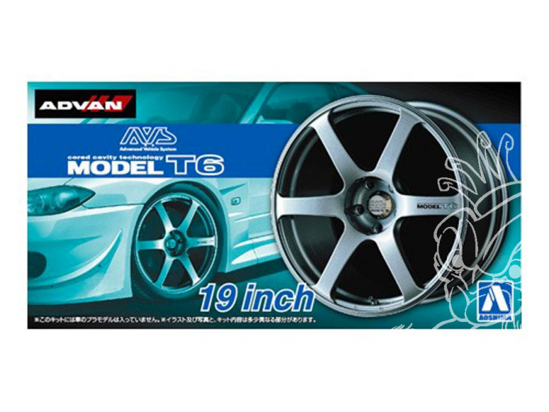 Aoshima maquette voiture 53799 Jantes Advan AVS Model T6 19" et pneus 1/24