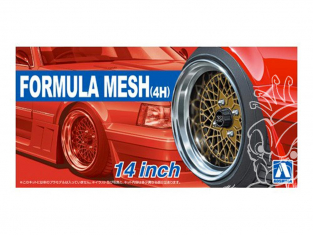 Aoshima maquette voiture 53256 Jantes Formula Mesh (4h) 14" et pneus 1/24