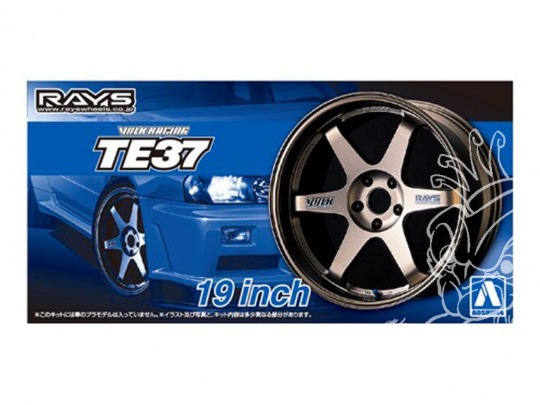 Aoshima maquette voiture 53904 Jantes Rays Volk Racing TE37 19" et pneus 1/24